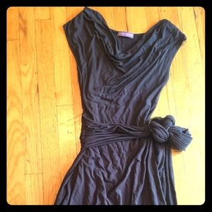 Slate Grey Cotton Dress with Attached Belt